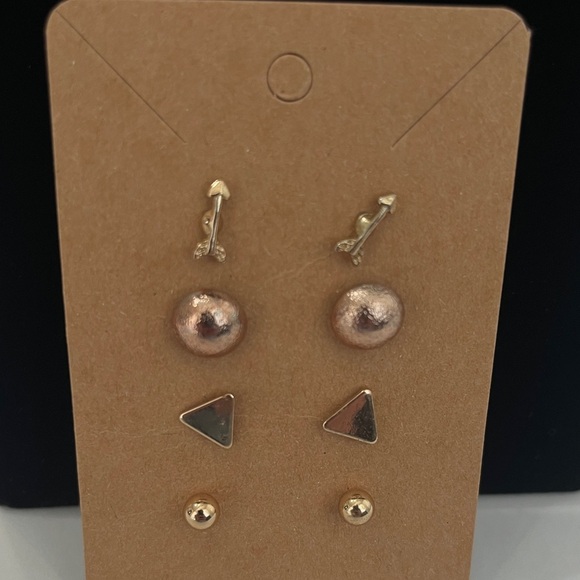 4-Pair Earring Set – Gold & Rose Gold Tones - Picture 1 of 7
